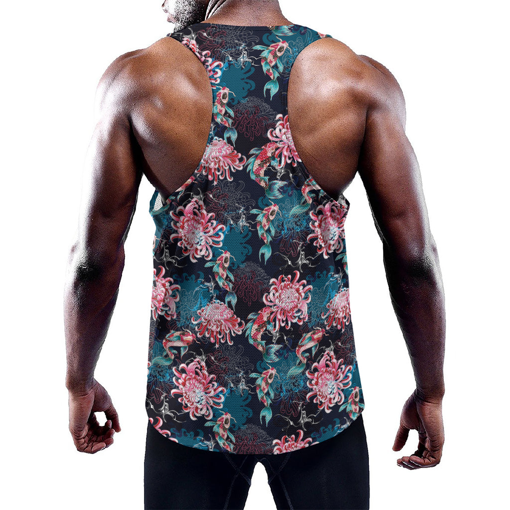 Japanese Koi And Chrysanthemums Print Training Tank Top