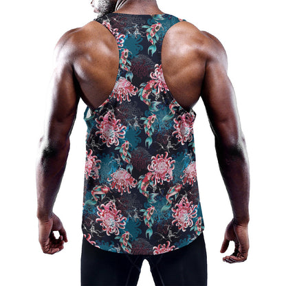 Japanese Koi And Chrysanthemums Print Training Tank Top