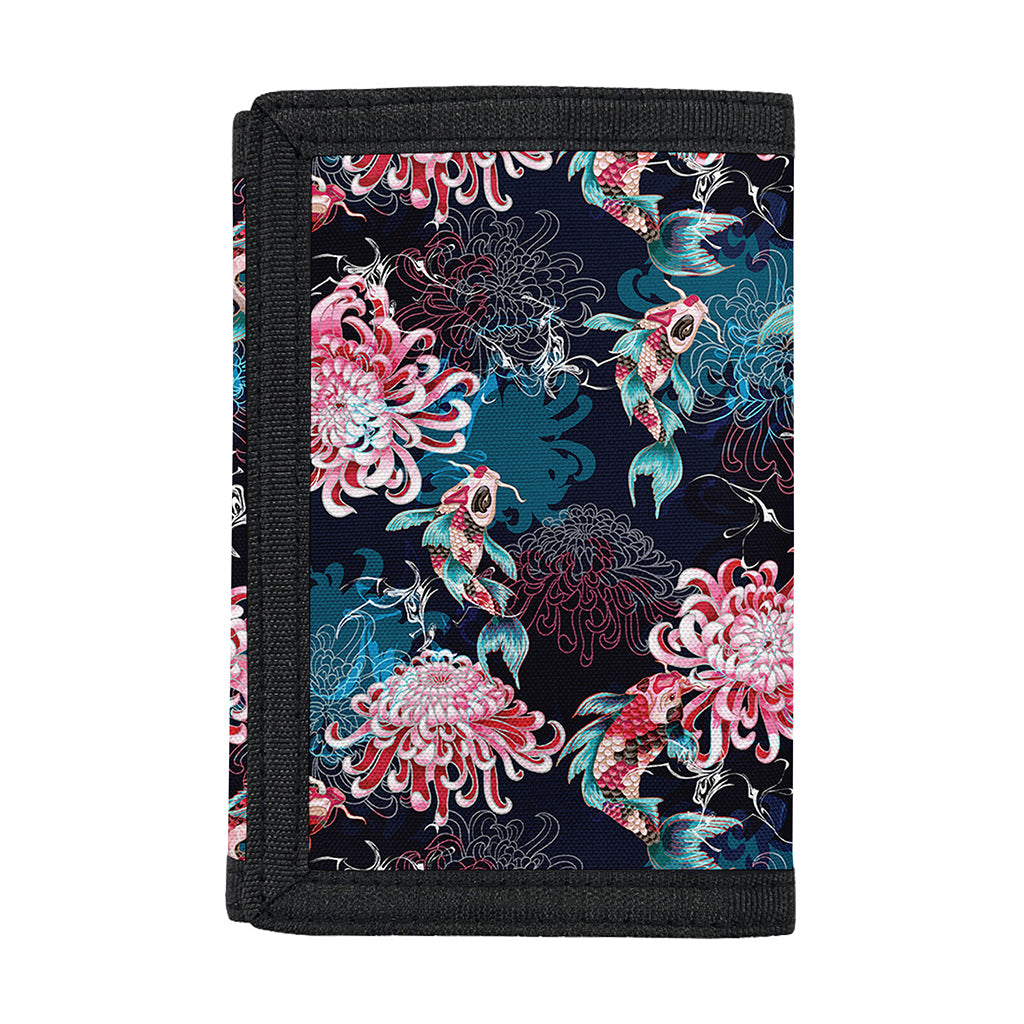 Japanese Koi And Chrysanthemums Print Trifold Wallet