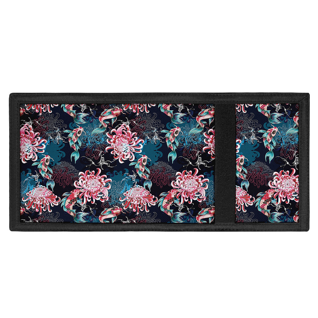 Japanese Koi And Chrysanthemums Print Trifold Wallet