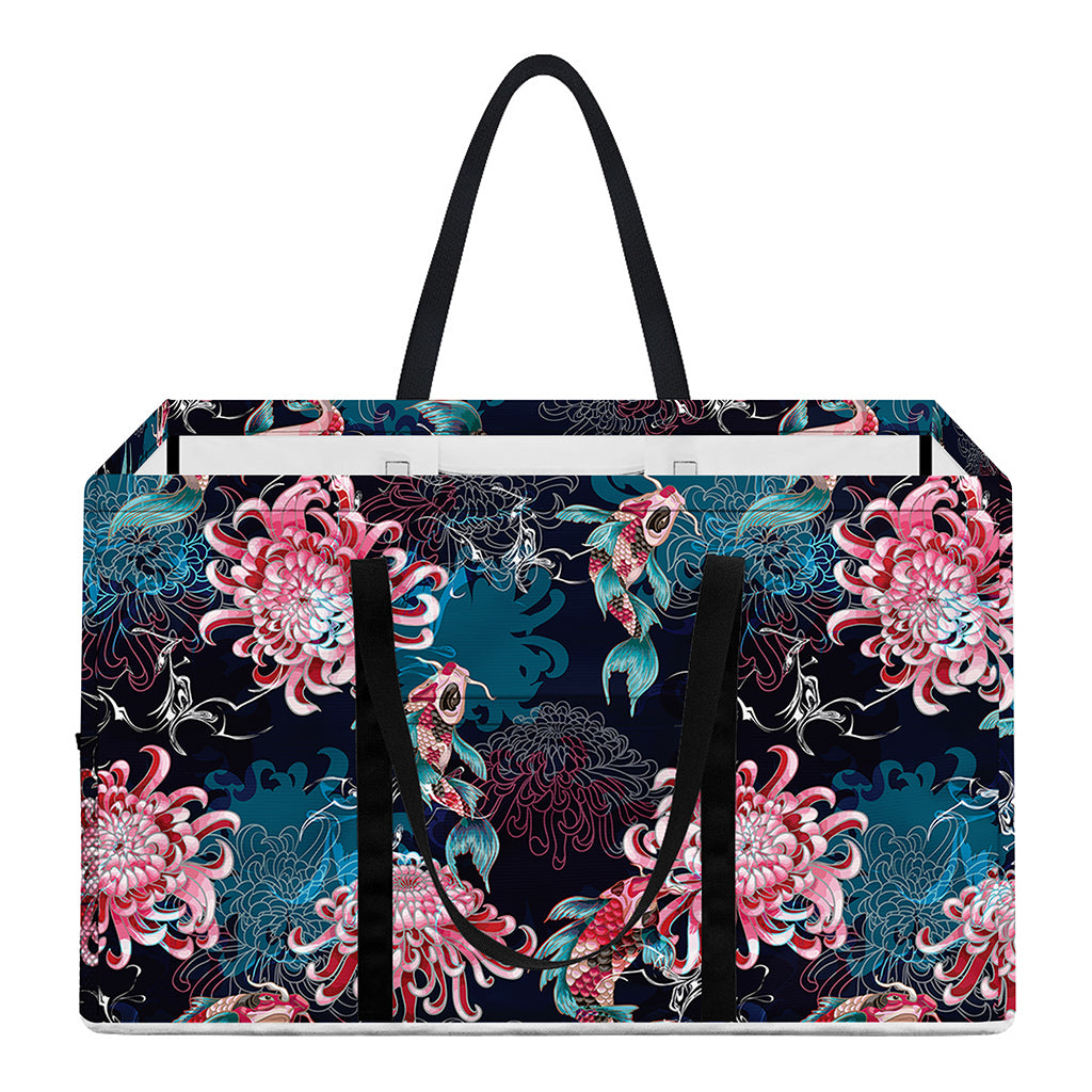 Japanese Koi And Chrysanthemums Print Utility Tote Bag