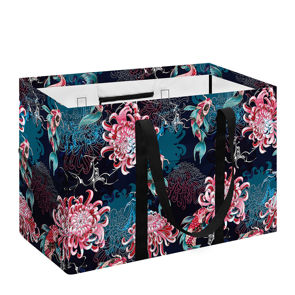 Japanese Koi And Chrysanthemums Print Utility Tote Bag