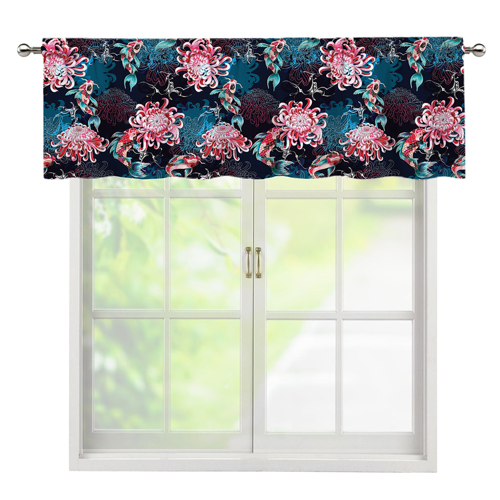Japanese Koi And Chrysanthemums Print Window Valance