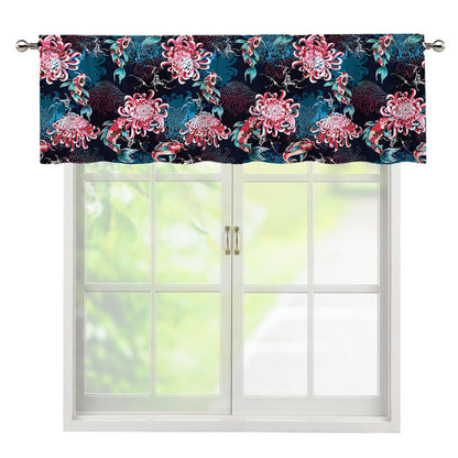 Japanese Koi And Chrysanthemums Print Window Valance