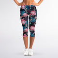 Japanese Koi And Chrysanthemums Print Women's Capri Leggings