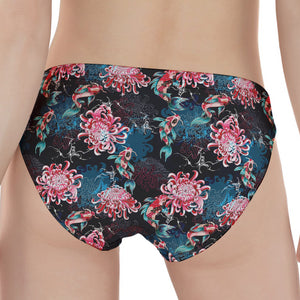 Japanese Koi And Chrysanthemums Print Women's Panties