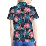 Japanese Koi And Chrysanthemums Print Women's Polo Shirt