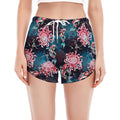 Japanese Koi And Chrysanthemums Print Women's Split Running Shorts