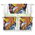Japanese Koi And Flower Tattoo Print 3 Piece Kitchen Curtains
