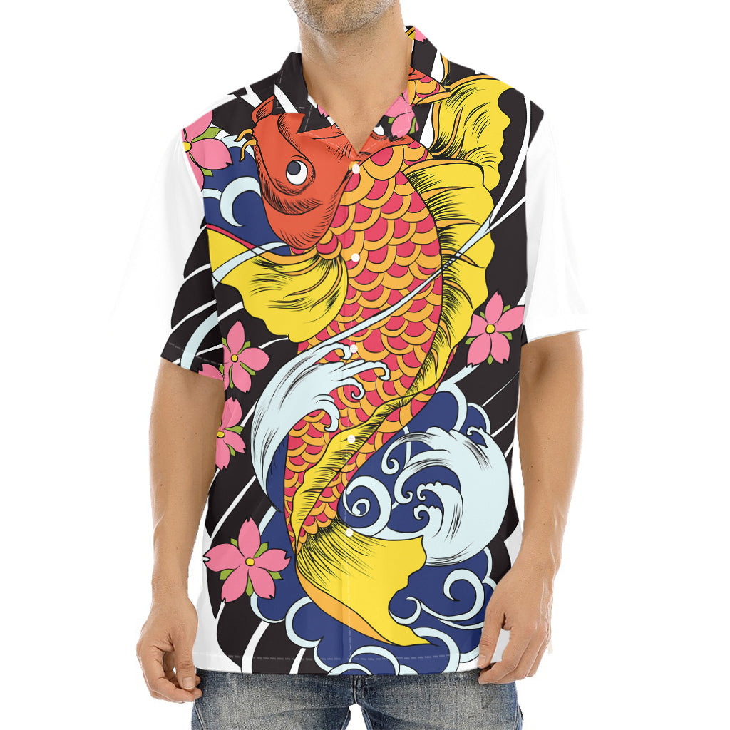 Japanese Koi And Flower Tattoo Print Aloha Shirt