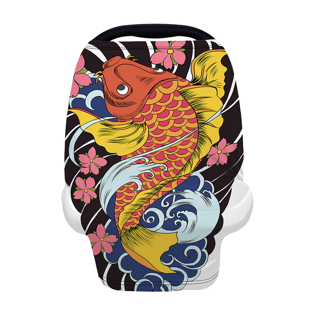 Japanese Koi And Flower Tattoo Print Baby Seat Cover