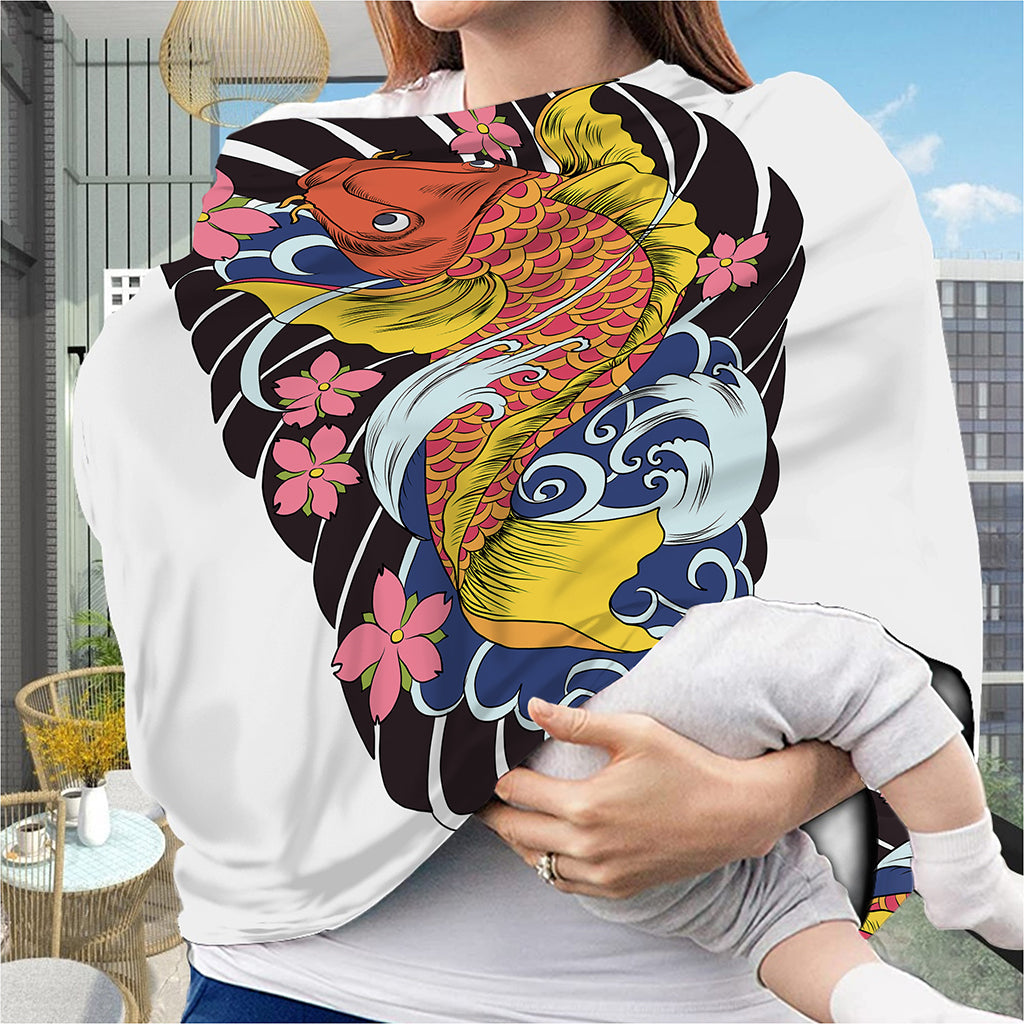 Japanese Koi And Flower Tattoo Print Baby Seat Cover