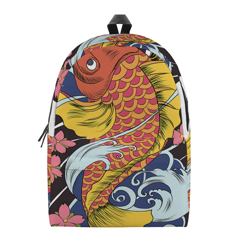 Japanese Koi And Flower Tattoo Print Backpack