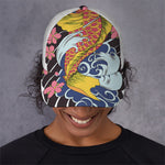 Japanese Koi And Flower Tattoo Print Baseball Cap
