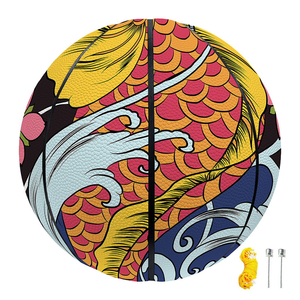 Japanese Koi And Flower Tattoo Print Basketball