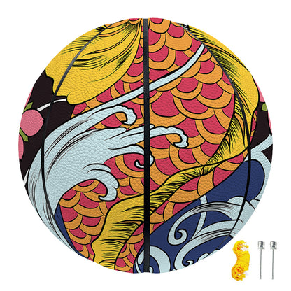 Japanese Koi And Flower Tattoo Print Basketball