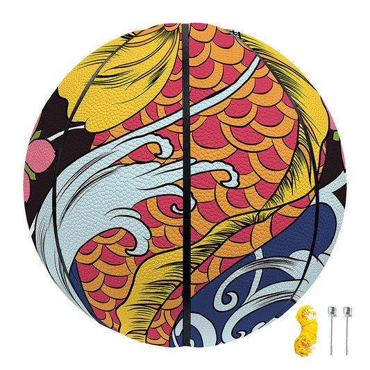 Japanese Koi And Flower Tattoo Print Basketball