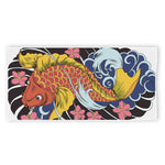 Japanese Koi And Flower Tattoo Print Beach Towel