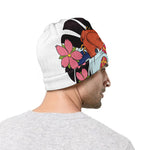 Japanese Koi And Flower Tattoo Print Beanie