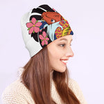 Japanese Koi And Flower Tattoo Print Beanie