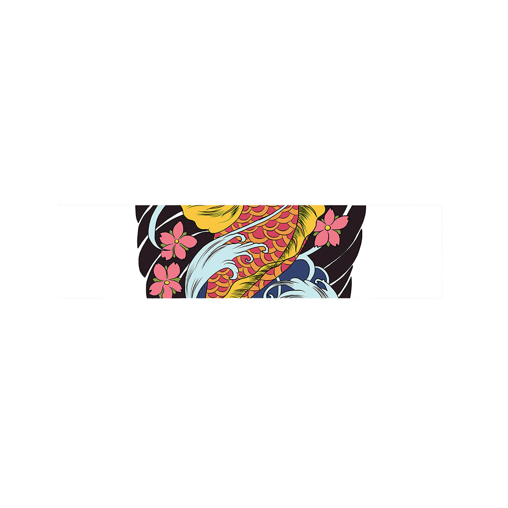 Japanese Koi And Flower Tattoo Print Bed Runner