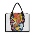 Japanese Koi And Flower Tattoo Print Canvas Tote Bag