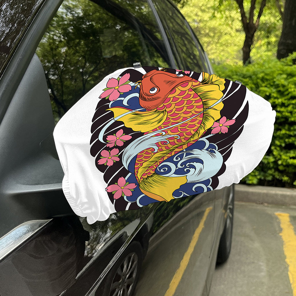 Japanese Koi And Flower Tattoo Print Car Side Mirror Covers