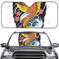 Japanese Koi And Flower Tattoo Print Car Windshield Sun Shade