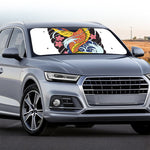 Japanese Koi And Flower Tattoo Print Car Windshield Sun Shade