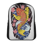 Japanese Koi And Flower Tattoo Print Casual Backpack