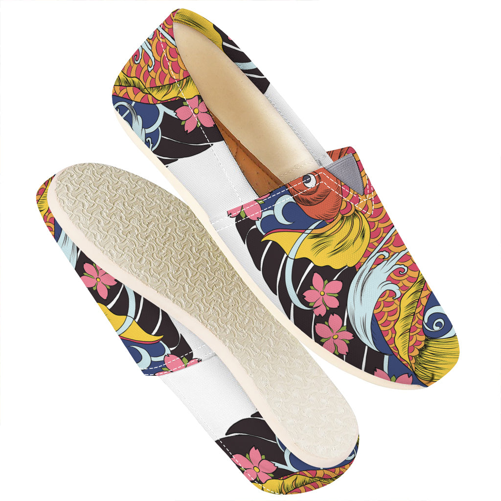 Japanese Koi And Flower Tattoo Print Casual Shoes