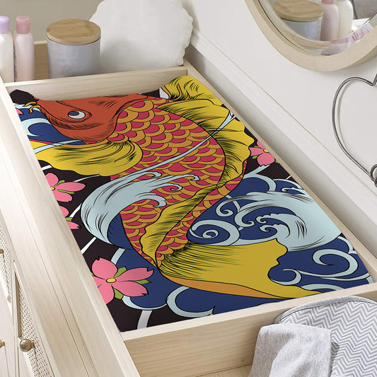 Japanese Koi And Flower Tattoo Print Changing Pad Cover