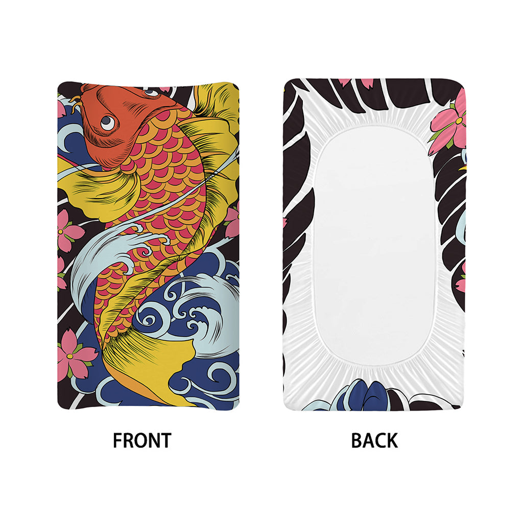 Japanese Koi And Flower Tattoo Print Changing Pad Cover