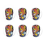 Japanese Koi And Flower Tattoo Print Coaster Set