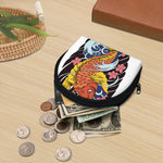 Japanese Koi And Flower Tattoo Print Coin Purse