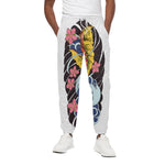 Japanese Koi And Flower Tattoo Print Cotton Pants