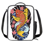 Japanese Koi And Flower Tattoo Print Crossbody Lunch Bag
