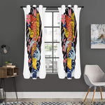 Japanese Koi And Flower Tattoo Print Curtain