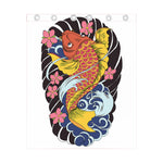 Japanese Koi And Flower Tattoo Print Curtain