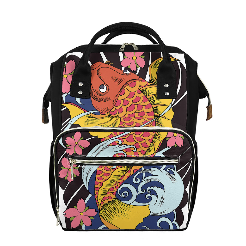 Japanese Koi And Flower Tattoo Print Diaper Bag