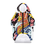 Japanese Koi And Flower Tattoo Print Dog Zip Up Hoodie