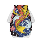 Japanese Koi And Flower Tattoo Print Dog Zip Up Hoodie