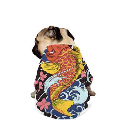 Japanese Koi And Flower Tattoo Print Dog Zip Up Jacket