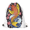 Japanese Koi And Flower Tattoo Print Drawstring Bag