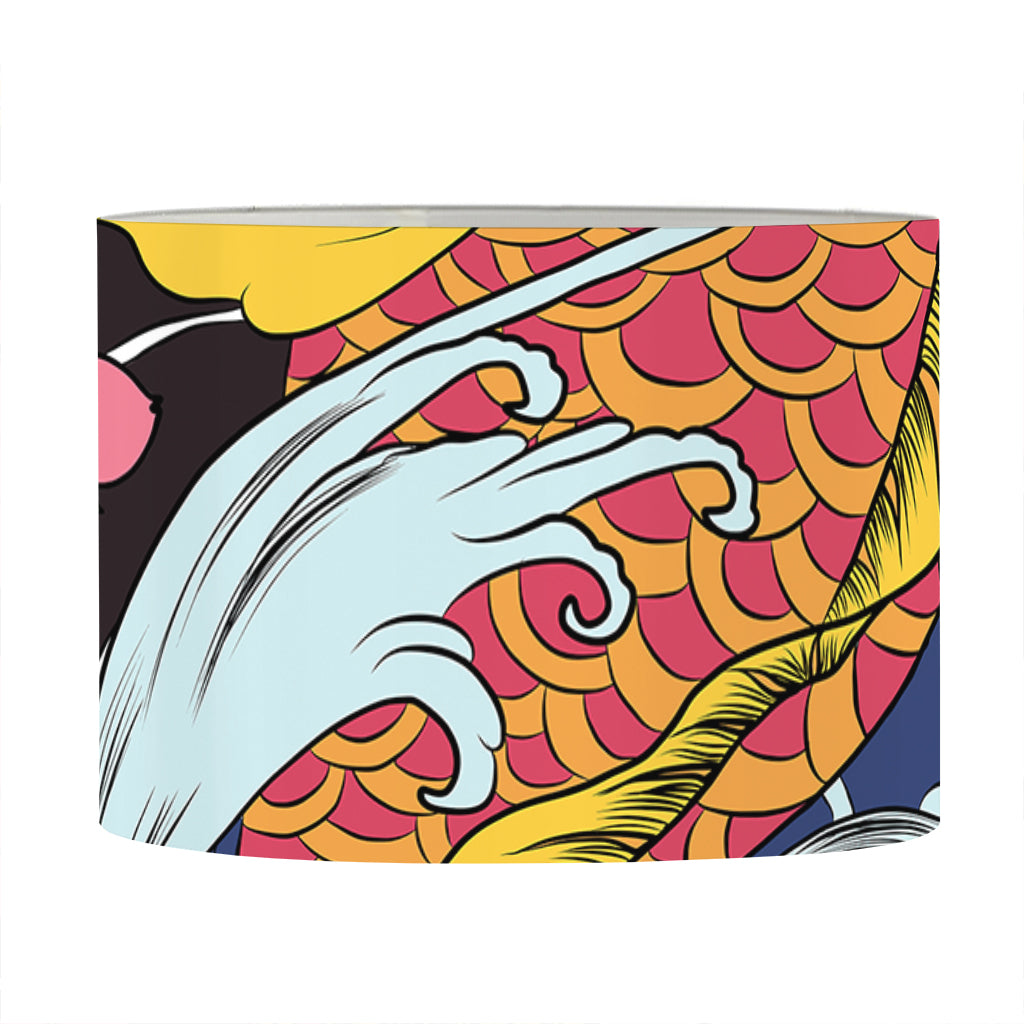 Japanese Koi And Flower Tattoo Print Drum Lamp Shade