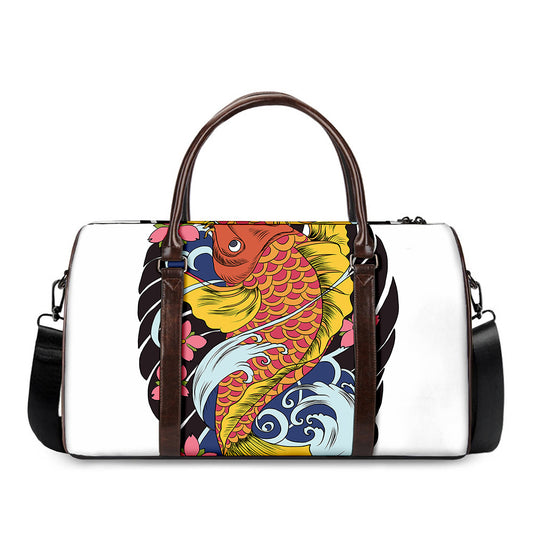Japanese Koi And Flower Tattoo Print Duffle Bag