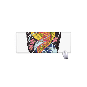 Japanese Koi And Flower Tattoo Print Extended Mouse Pad