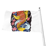 Japanese Koi And Flower Tattoo Print Flag