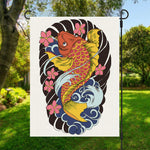 Japanese Koi And Flower Tattoo Print Garden Flag
