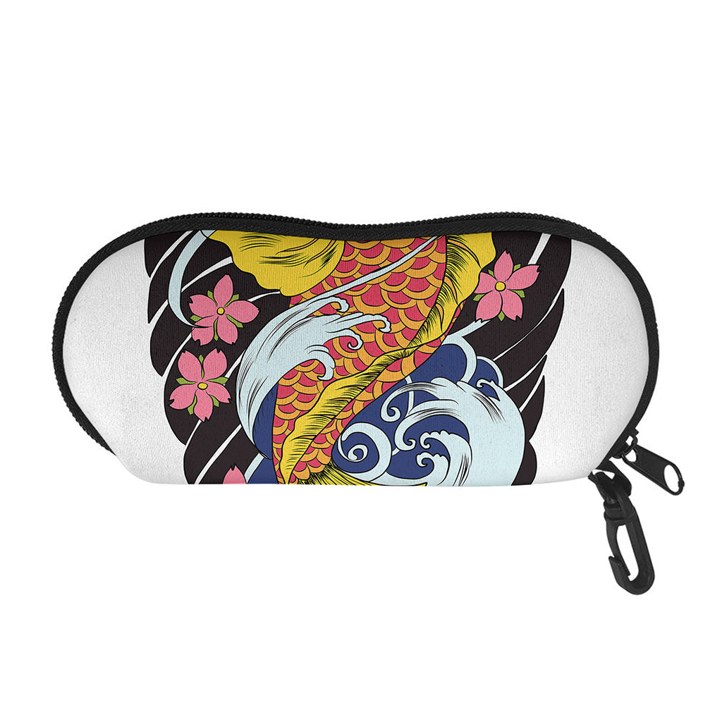 Japanese Koi And Flower Tattoo Print Glasses Case